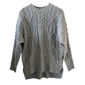 UGG Raelee Wool Blend Cable Knit Long Sweater In Gray Size S